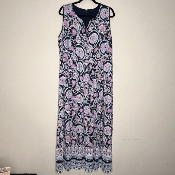 Talbots Womens Multicolor Paisley Floral Sleeveless Maxi Dress Size 16 - Picture 1 of 7